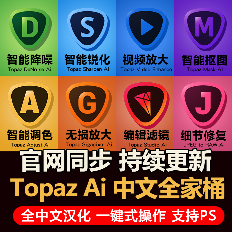 【8套更新】Topaz Ai全套软件全家桶PS降噪调色锐化视频无损放大插件全家桶Win/Mac【WIN+MAC】